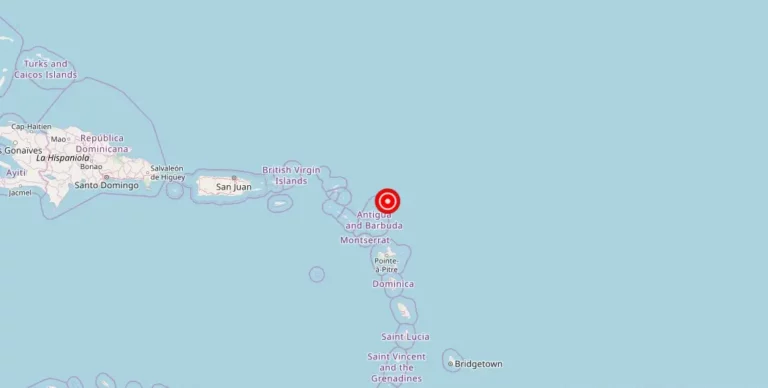 Magnitude 5.20 Earthquake Recorded Near Codrington, Antigua and Barbuda