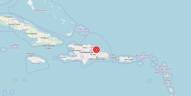 Magnitude 4.80 Earthquake Strikes Near Castillo in La Vega, Dominican Republic