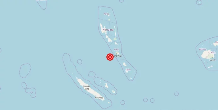 Magnitude 5.00 Earthquake Strikes Near Port-Vila in Shefa, Vanuatu