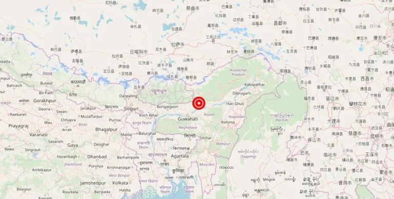 Magnitude 4.80 Earthquake Strikes Near Dhekiajuli, Assam, India