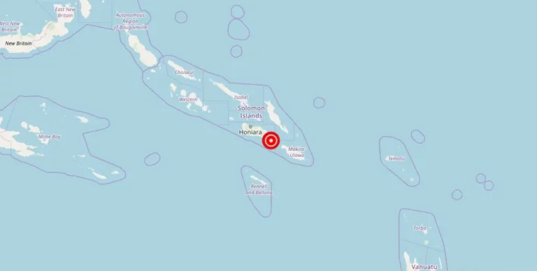 Magnitude 4.80 Earthquake Strikes Near Honiara on Guadalcanal Island in the Solomon Islands