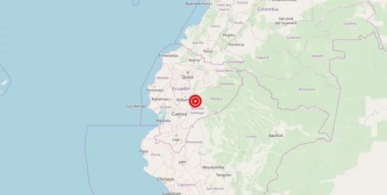 Magnitude 4.80 earthquake strikes Palora, Pastaza, Ecuador